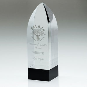 Clear/Black Pointed Column (60mm Thick) - 9.5in