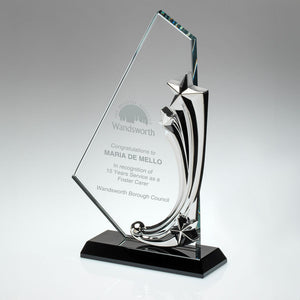 Clear/Black Glass Plaque With Metal Stars (10mm THICK)