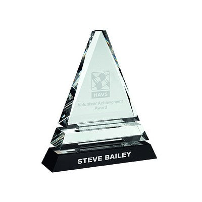 Clear Glass Pyramid On Black Base