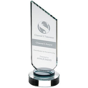 Clear Glass Plaque With Black Neck And Round Base
