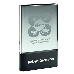 Clear Glass Plaque On Black Base (30mm Thick)