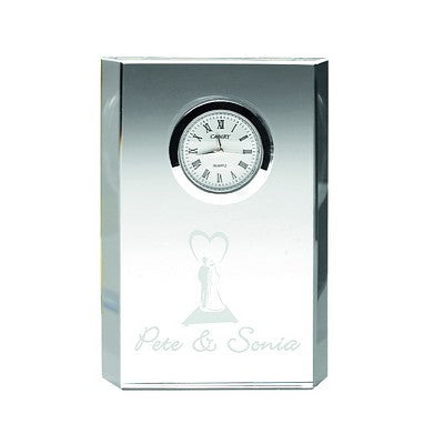 Clear Glass Rectangle Clock (22mm Thick) -     4.75in
