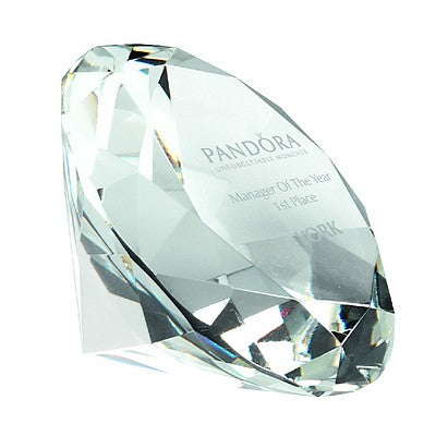Clear Glass Diamond Shaped Paperweight In Box