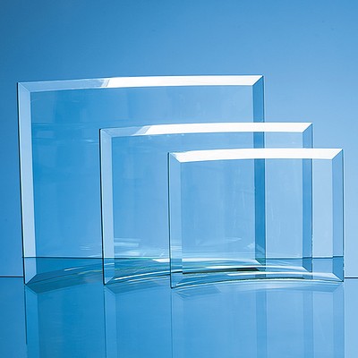 22.5cm x 29cm x 1cm Jade Glass Bevelled Crescent