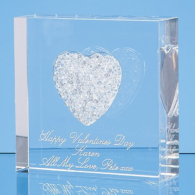 7.5cm White Diamante Heart Paperweight