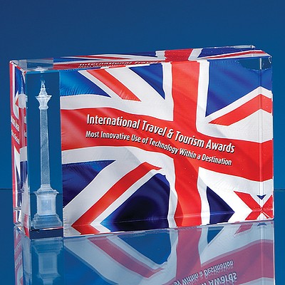 Printed 12cm x 8cm x 4.5cm Optical Crystal Rectangle