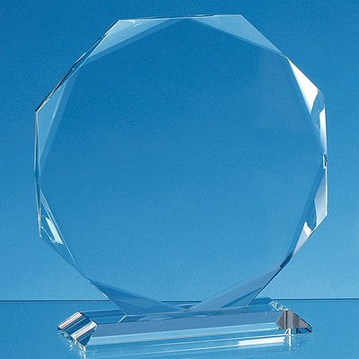 11.5cm x 11.5cm x 15mm Clear Glass Facetted Octagon Award