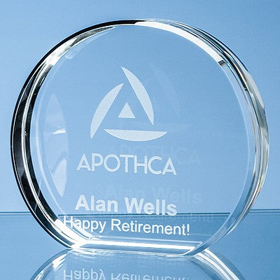 6cm x 7.5cm Optical Crystal Stand Up Circle Award