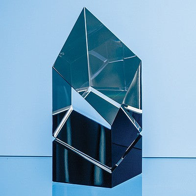 15cm Clear & Onyx Black Optical Crystal Facetted Prism Award