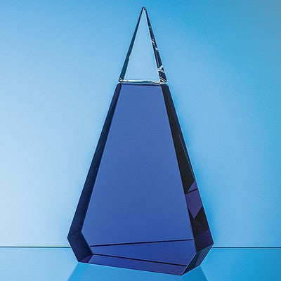 25.5cm Cobalt Blue & Clear Optical Crystal Prism Award