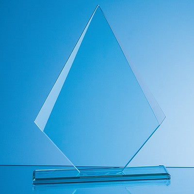 25cm x 19.5cm x 12mm Jade Glass Facetted Diamond Award
