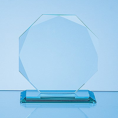 11.5cm x 11.5cm x 10mm Jade Glass Facetted Octagon Award