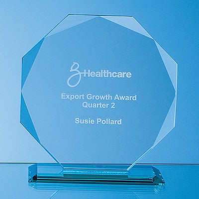10mm Jade Glass Facetted Octagon Award