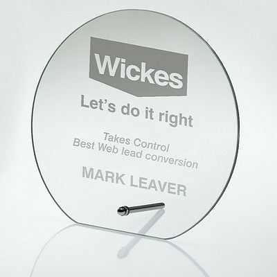 Jade Glass Round Plaque With Metal Stand (4mm Thick)