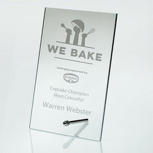 Jade Glass Rectangle Plaque With Metal Stand (4mm Thick) - 7.75in