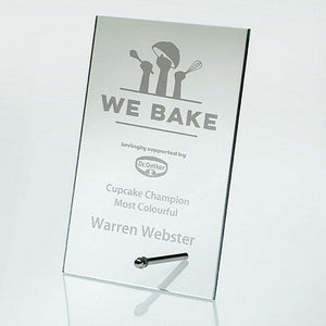 Jade Glass Rectangle Plaque With Metal Stand (4mm Thick)