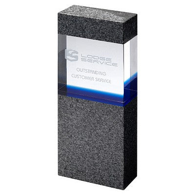 Clear/Blue Glass Within Grey Marble Column    (35mm Thick X 80mm Wide)
