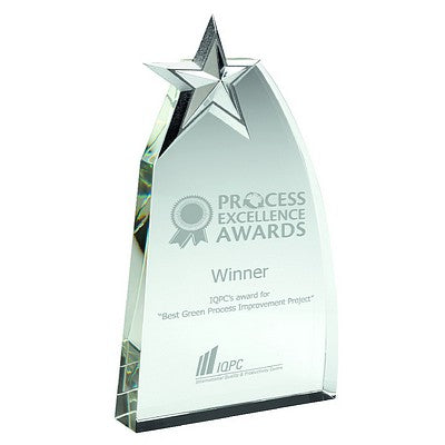 Clear Glass Wedge With Detailed Metal Star