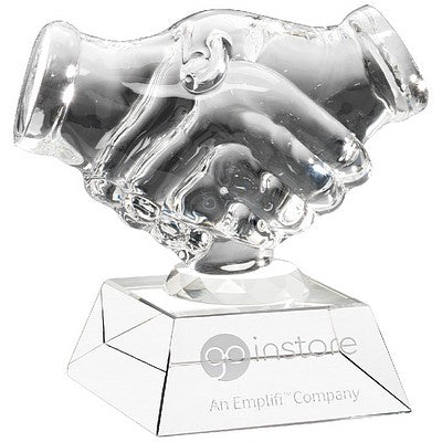 Clear Glass 'Handshake' On Base - 4.25in