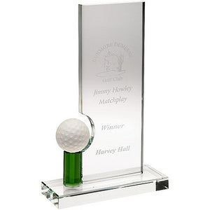 Clear/Green Glass Rectangle With Golf Ball     (10mm Thick) - 9.5in