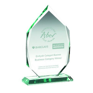 Jade Glass Diamond On Base (15mm Thick) -     10.25in