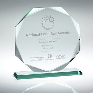 Jade Glass Octagon In Quality Wood Gift Box  (19mm Thick) - 12in