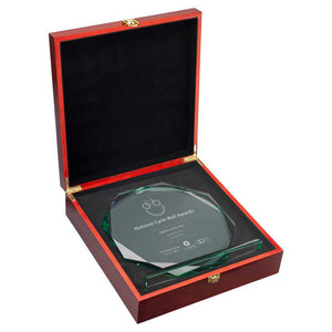 Jade Glass Octagon In Quality Wood Gift Box  (19mm Thick)
