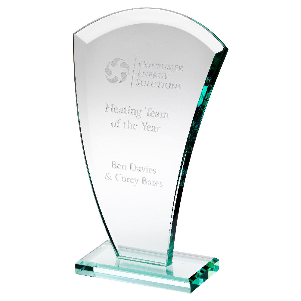 Jade Glass Curved V Plaque (10mm Thick) - 6.5in