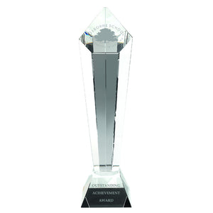 Clear Glass Pentagon Column On Base - 16.75in