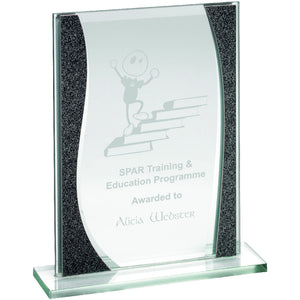 Jade Glass Rectangle Plaque With Silver Highlights - (4mm Thick) 8in