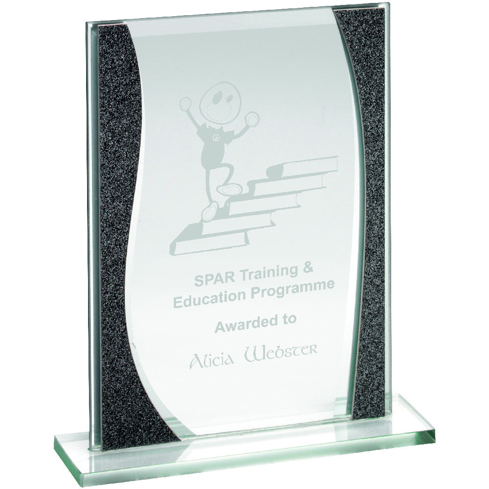 Jade Glass Rectangle Plaque With Silver Highlights - (4mm Thick)
