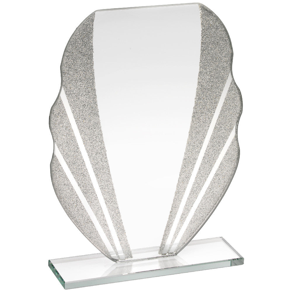 Jade Glass Plaque With Silver Glitter Detail    (4mm Thick)