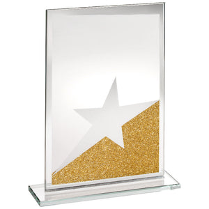 Jade Glass Rectangle Plaque With Gold/Silver Glitter Detail (4mm Thick)