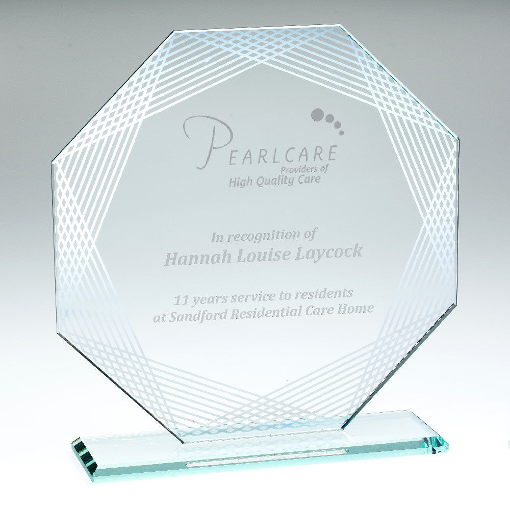 Jade Glass Octagon With Silver Lined Edges (4mm Thick)