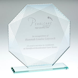 Jade Glass Octagon With Silver Lined Edges (4mm Thick)
