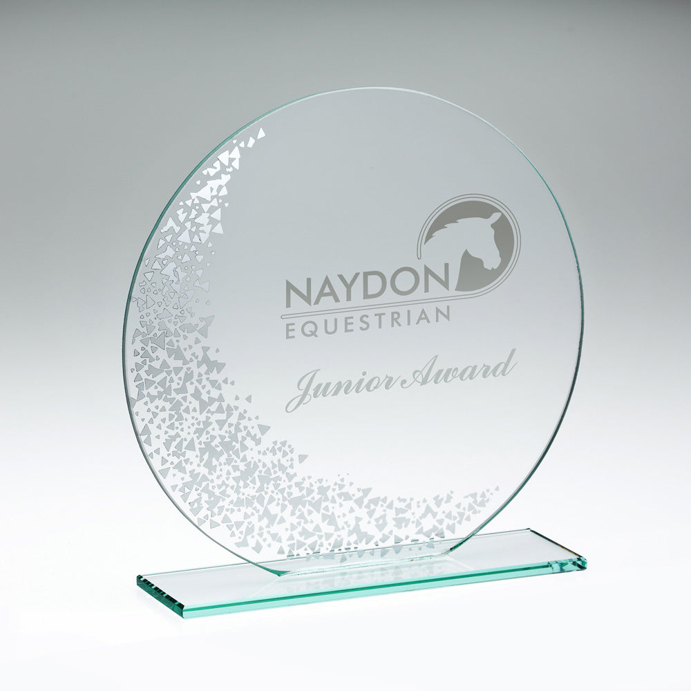 Jade Glass Round Plaque With Silv Detail (4mm Thick)