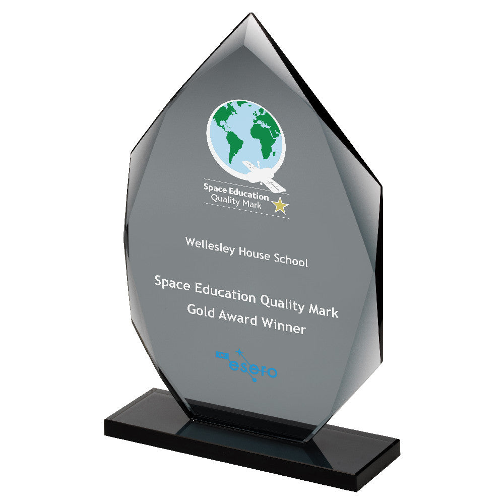 Smoked Black Glass Diamond Plaque (10mm Thick)