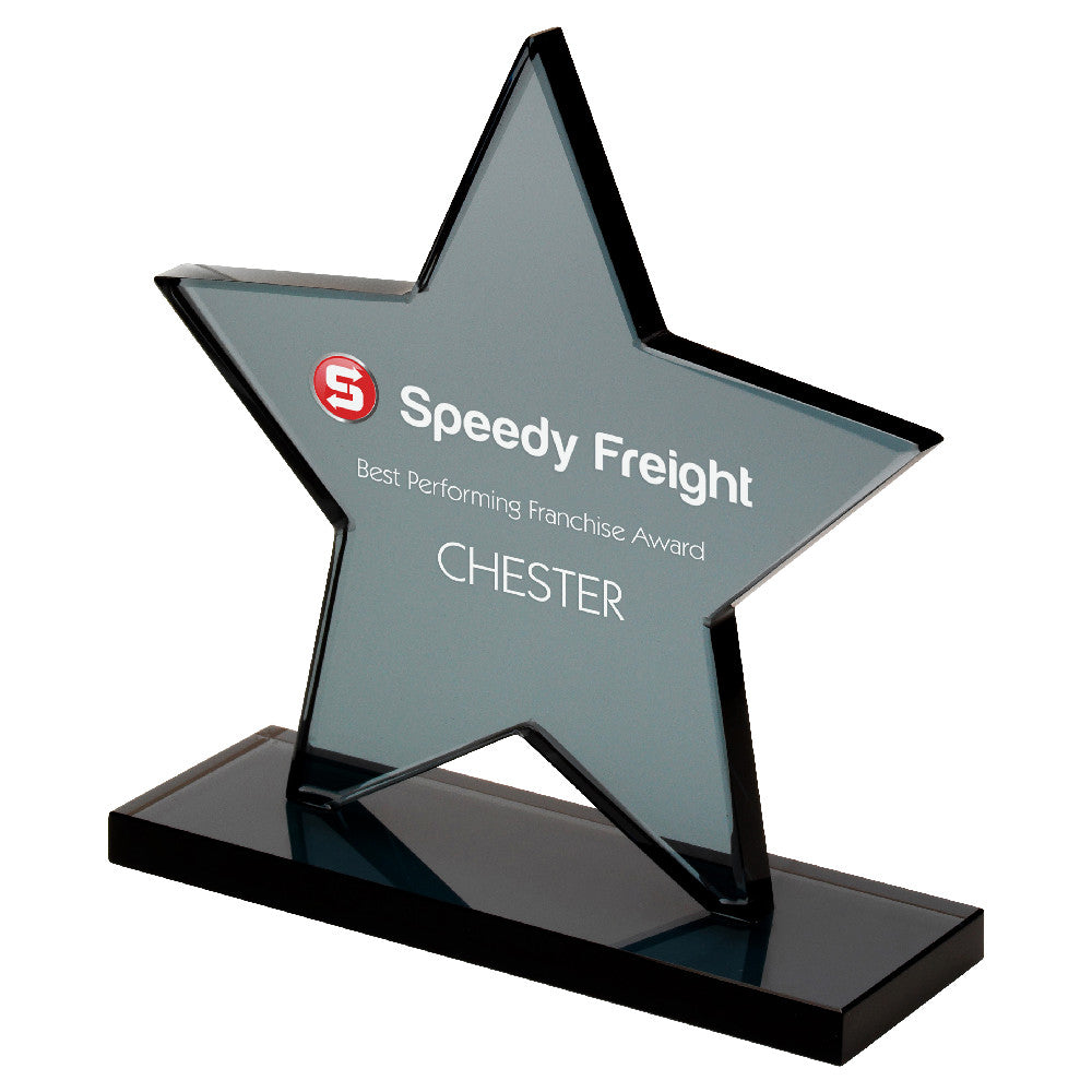 Smoked Black Glass Star Plaque (10mm Thick)