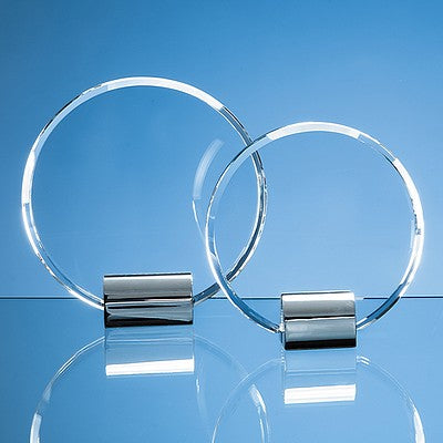 17.5cm Optical Crystal Circle mounted on a Chrome Stand