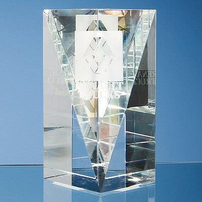 15.5cm Optical Crystal Facet Rectangle Award