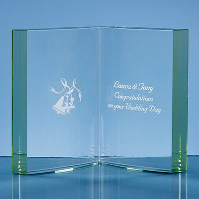 13cm Jade Glass Open Page Book