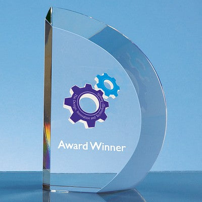 Printed 15.5cm Optical Crystal Facet Curve Award