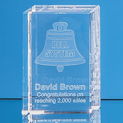 8cm x 5cm x 5cm Optical Crystal Rectangle, H or V