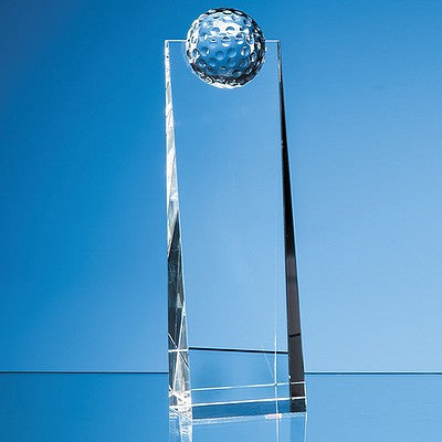 24cm Optical Crystal Golf Ball Rectangle Award