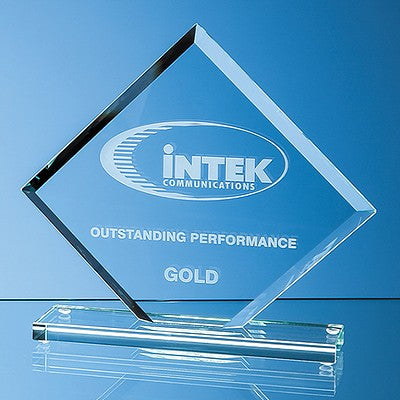22cm x 26cm x 1cm Jade Glass Bevelled Edge Square Award