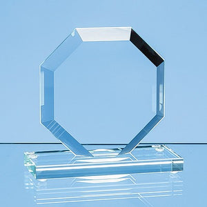 10cm x 10cm x 12mm Jade Glass Bevelled Edge Octagon Award