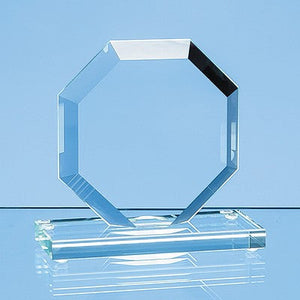 10cm x 10cm x 12mm Jade Glass Bevelled Edge Octagon Award