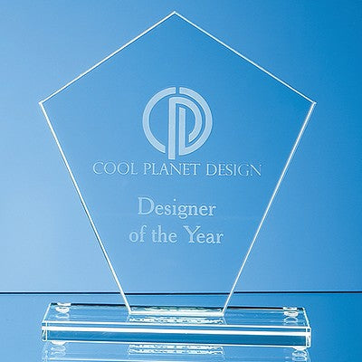 19.5cm x 17.5cm x 1cm Jade Glass Diamond Award