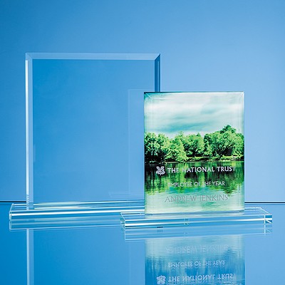 Printed 15cm x 12.5cm x 12mm Jade Glass Bevelled Edge Rectangle Award
