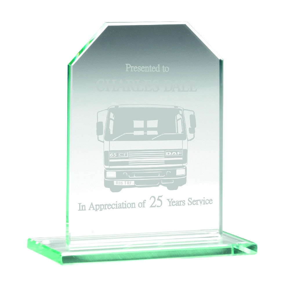 Jade Glass Chamfered Rectangle Plaque (6mm Thick) - 5.25in